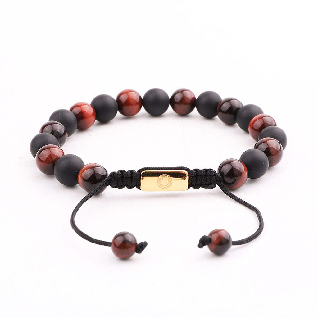 Red Tiger's Eye Stone Bead Bracelet - Talisa - Stretch Bracelet