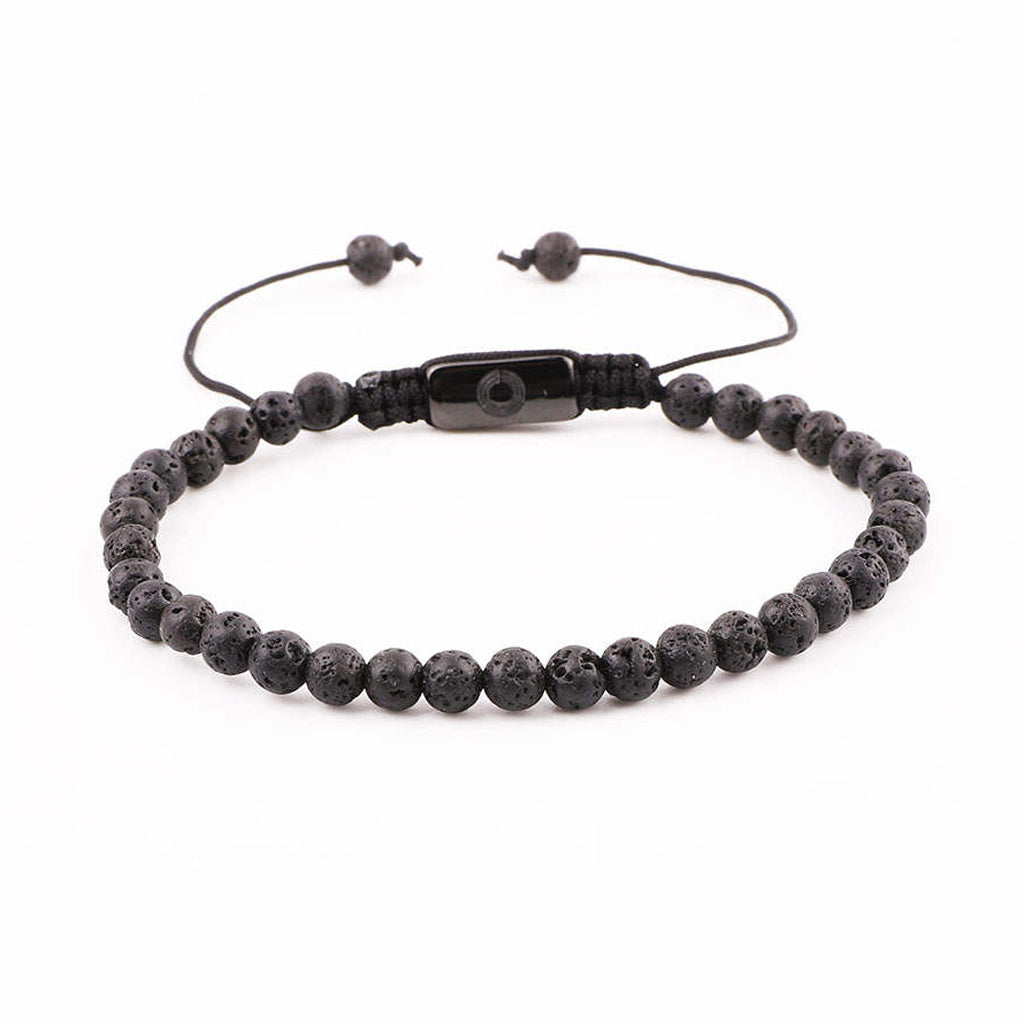 front 4mm macrame bracelet made with lava stone